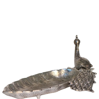 Handcrafted Oxidised Silver Plated Peacock Leaf Serving Bowl