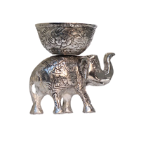 Handcrafted Silver Plated Oxidised Elephant Bowl Home Decor