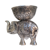 Handcrafted Silver Plated Oxidised Elephant Bowl Home Decor