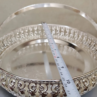 Handcrafted Silver Plated Round Tray with Handle for Decor