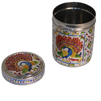 Handcrafted Steel Meenakari Peacock Box Decorative Storage