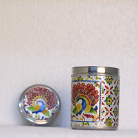 Handcrafted Steel Meenakari Peacock Box Decorative Storage