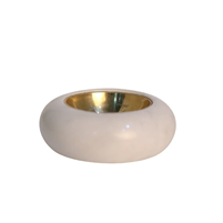 Handcrafted White Marble and Brass Diya Elegant Home Decor