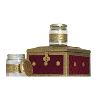 Handcrafted Wooden Velvet Metal Dry Fruit Box with Jars