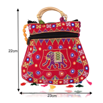 Indian Handmade Ethnic Embroidered Mirror Sling Crossbody Bag