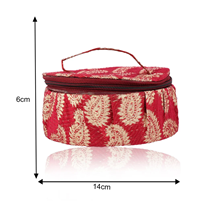 Matki Shaped Bangle Box Made Of  Cloth With Zari Embroidery And Zip Lock