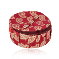 Matki Shaped Bangle Box Made Of  Cloth With Zari Embroidery And Zip Lock