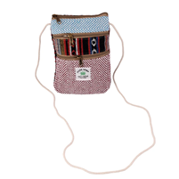 Multicolor Handmade Hemp Front Pocket Sling Bag For Travel