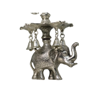 Oxidised Elephant and Peacock Diya Stand for Puja Decor