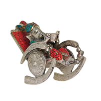 Oxidised Metal Ganesha on Chair with Stone Work Home Decor