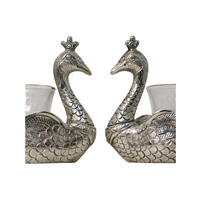 Oxidised Peacock Candle Holder Set Decorative Home Decor