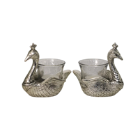 Oxidised Peacock Candle Holder Set Decorative Home Decor