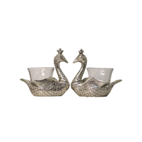 Oxidised Peacock Candle Holder Set Decorative Home Decor