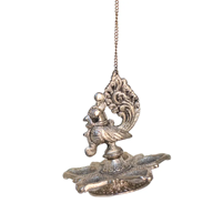 Oxidised Silver Plated Hanging Peacock Diya for Puja