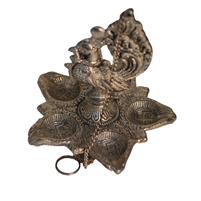 Oxidised Silver Plated Hanging Peacock Diya for Puja