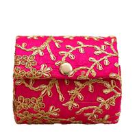 Pink color portable box with work of sequin