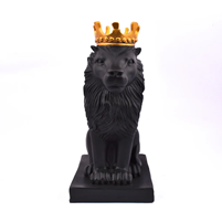 Polyester Resin Based Lion Statue With A Golden Crown On Its Head