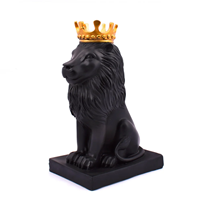 Polyester Resin Based Lion Statue With A Golden Crown On Its Head