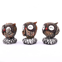 Polyester Resin Based Set Of Three Owl Statue For Decorating Purposes