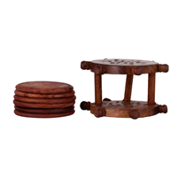 Rolling Elegance: Wheel-Shaped Wooden 6 Pcs. Coaster Set