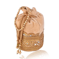 Royal Rajasthani Potli Bag Made Of Velvet With Zari And Mirror Work