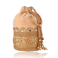 Royal Rajasthani Potli Bag Made Of Velvet With Zari And Mirror Work