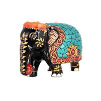 Stone and Wood Symphony: Elephant with Meenakari Work