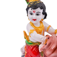 This Idol Of Kanha With A Matki And Makhan Is Created Out Of Polyester Resin