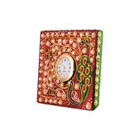 Timeless Elegance: Marble Clock with Meenakari Work