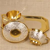 Traditional German Silver Cup and Saucer set comes with a tray