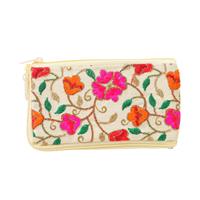 White color purse with beautiful floral embroidery detailing