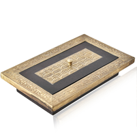 Wooden Dry Fruit Box with Brass Inlay and Dual Compartments