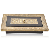 Wooden Dry Fruit Box with Brass Inlay and Dual Compartments