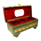 Uniquely shaped wooden pitari box designed with brass and resin all over the body BH-0619-1