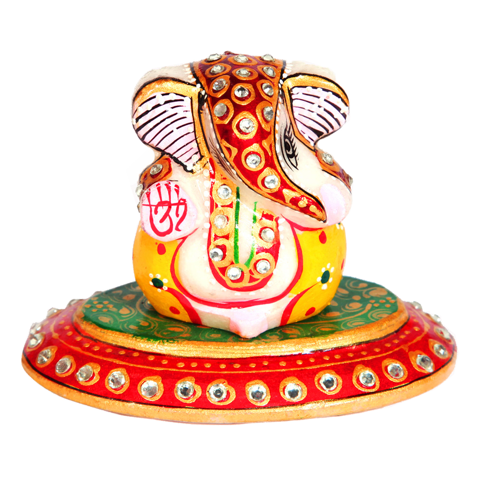 Marble Meenakari Crafted Lord Ganesha In Oval Plate Online