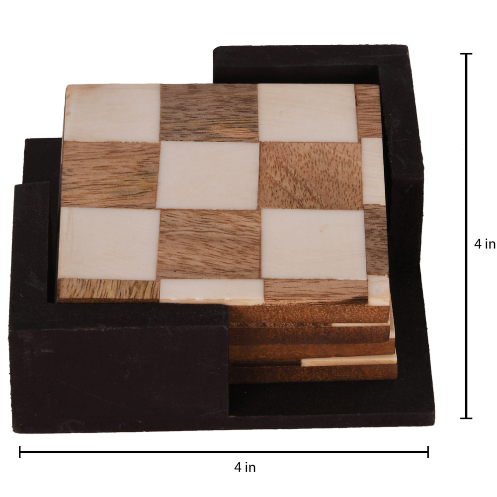Brown and white wooden tea coasters