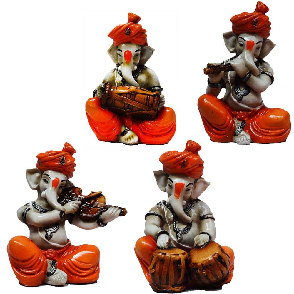 Multiple instrument playing Lord Ganesha