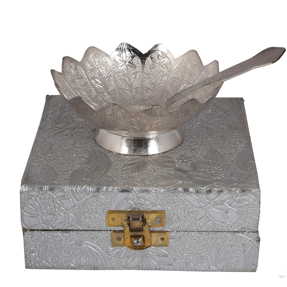 Lotus shape dry-fruit bowl made from German silver