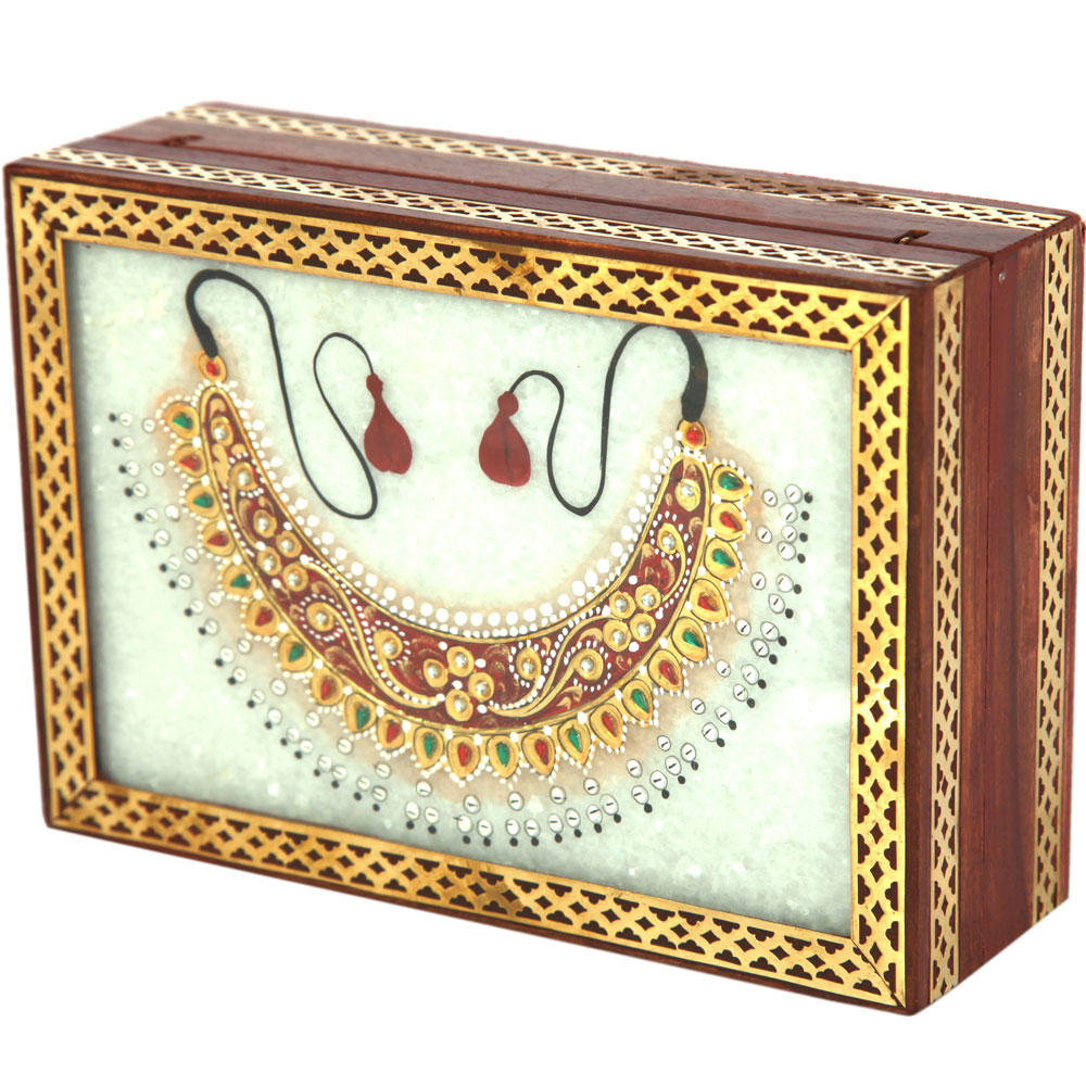 Marble Handicrafts Jewellery Box With Necklace Design