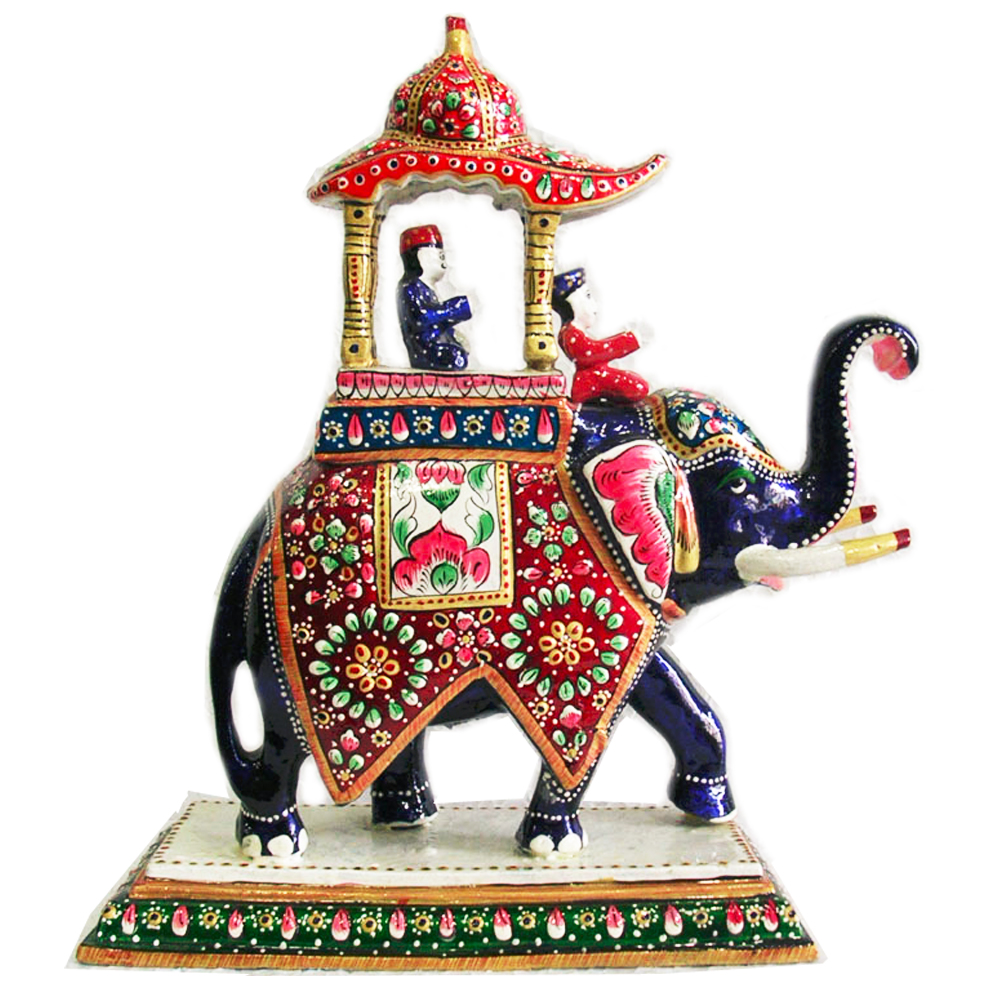 Meenakari metal elephant showpiece