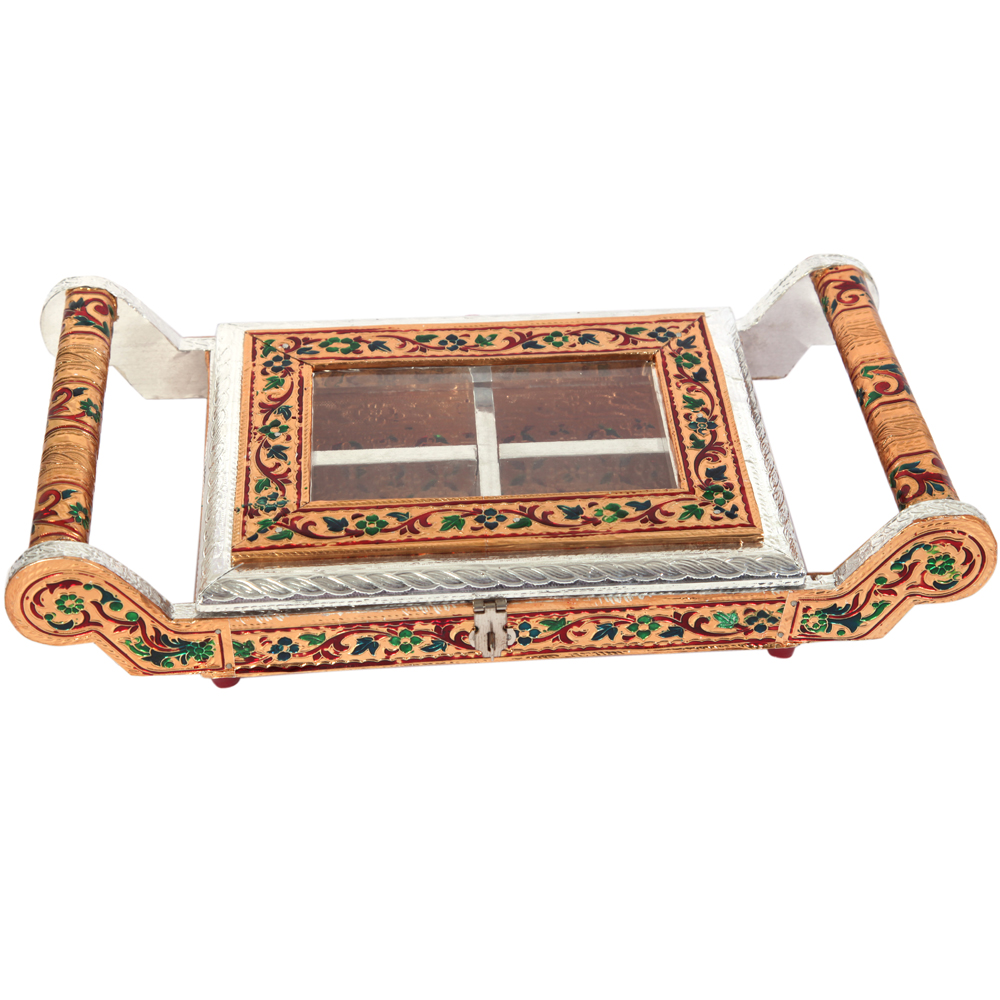 Wooden Dry Fruit Serving Tray with Meenakari Work