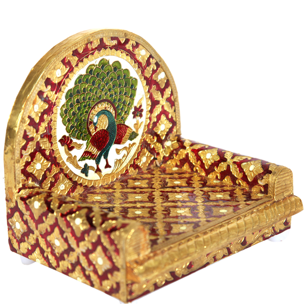 Meenakari Worked Wooden Singhasan for Your Home