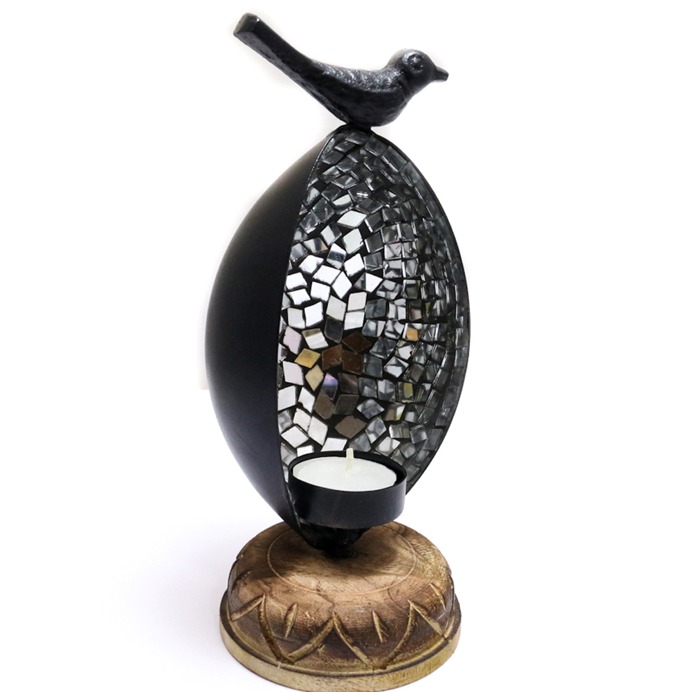 Metal T-Light Candle With Detailed Bird Design