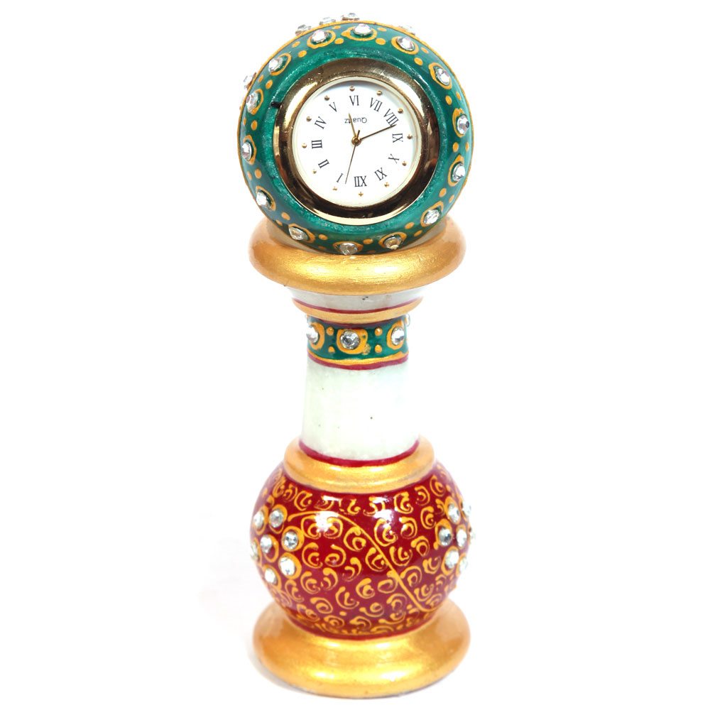 Marble Meenakari Handicraft Pillar Watch Online As Indian Gift