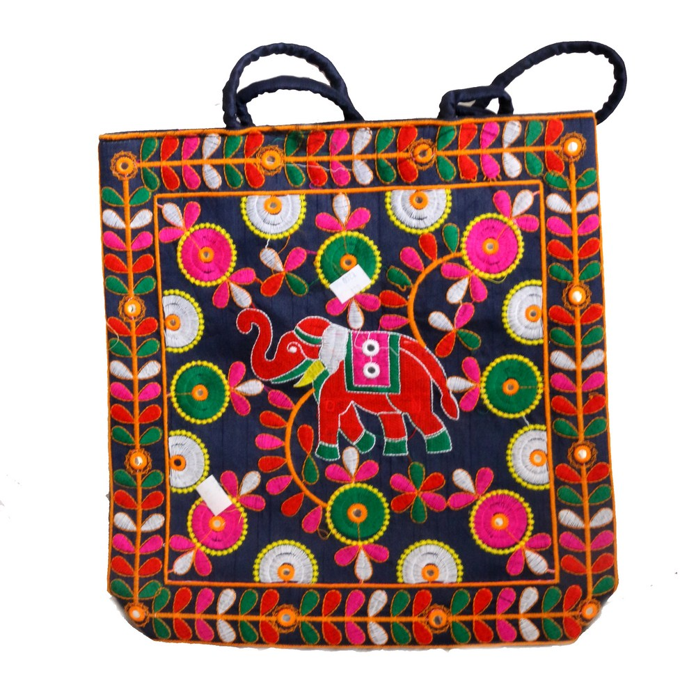 Handcrafted tote bag with elephant design