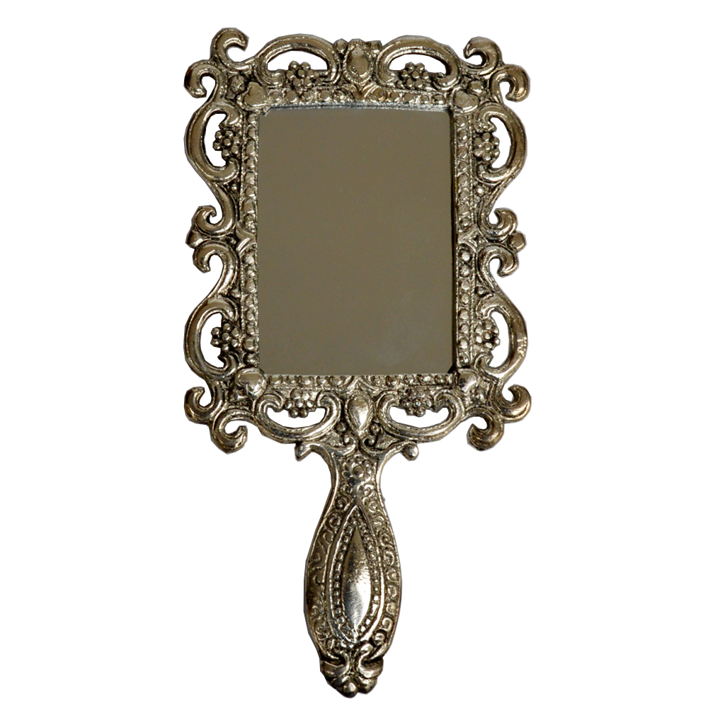 Ornate Hand Mirror in Oxidized Metal For Ladies