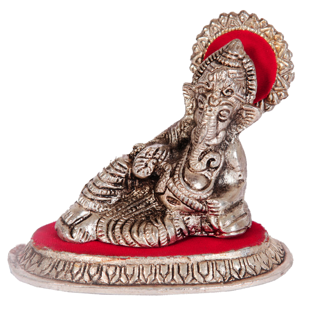Oxidized Lord Ganesha Embedded In Red Singhasan Online