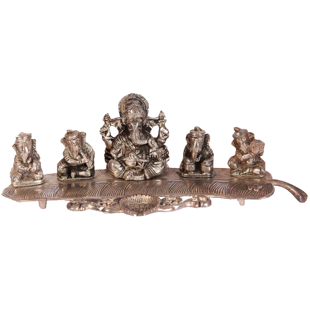 Oxidized Lord Ganesha Emboss On Banana Leaf As Divine Gift