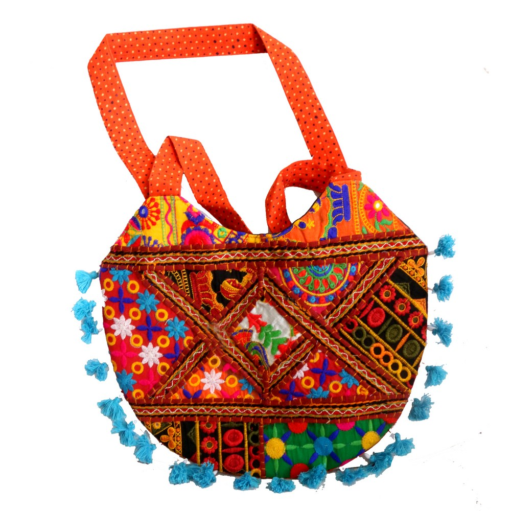 Semi-Circular Multi-colour Handcrafted Party Wear Bag
