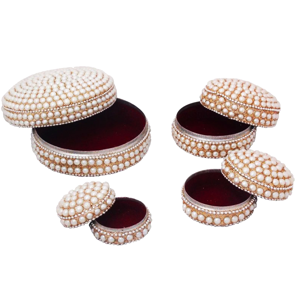 Pearl and Velvet Handcrafted Dibbi Set of 4 For Ladies